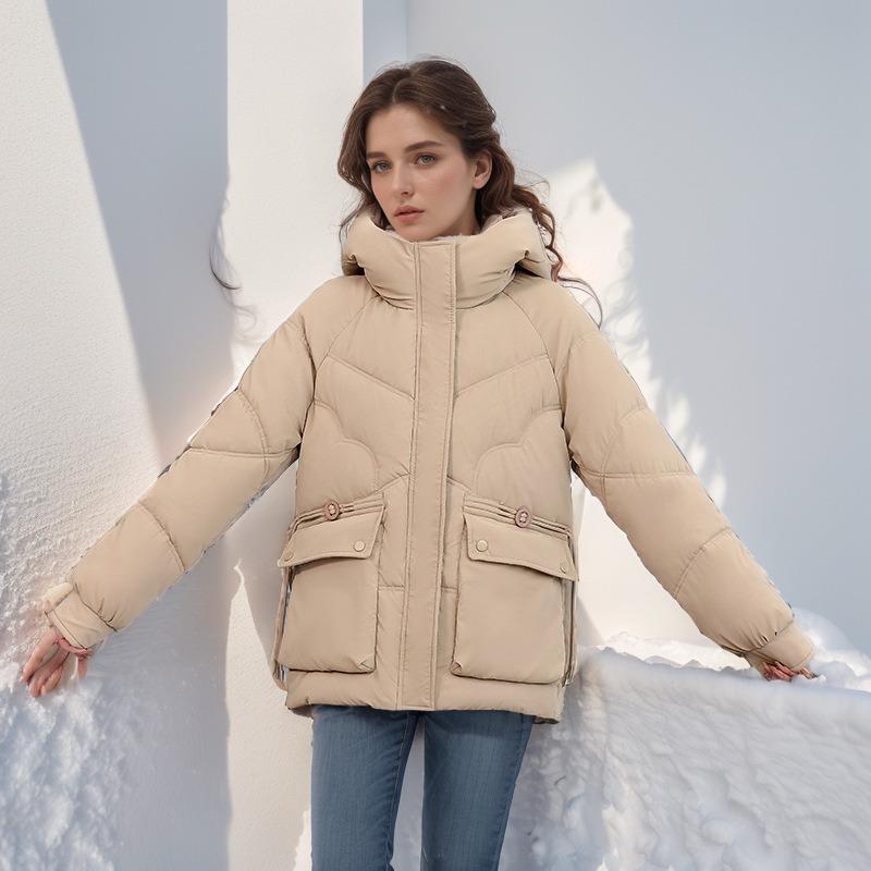 GMXIA Women's Vintage Casual Solid Color Print Autumn Winter Long Sleeve Hooded Jackets & Coats