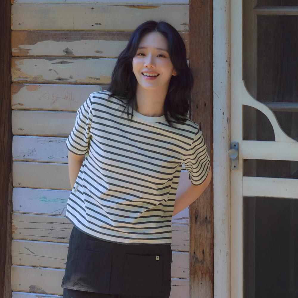 [Snowpeak] Sorona Women's Stripe Short-Sleeve T-shirt Navy (S26MWFTS69)
