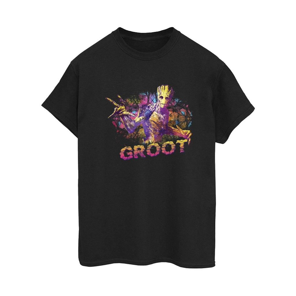 Marvel Womens/Ladies Guardians Of The Galaxy Abstract Groot Cotton Boyfriend T-Shirt