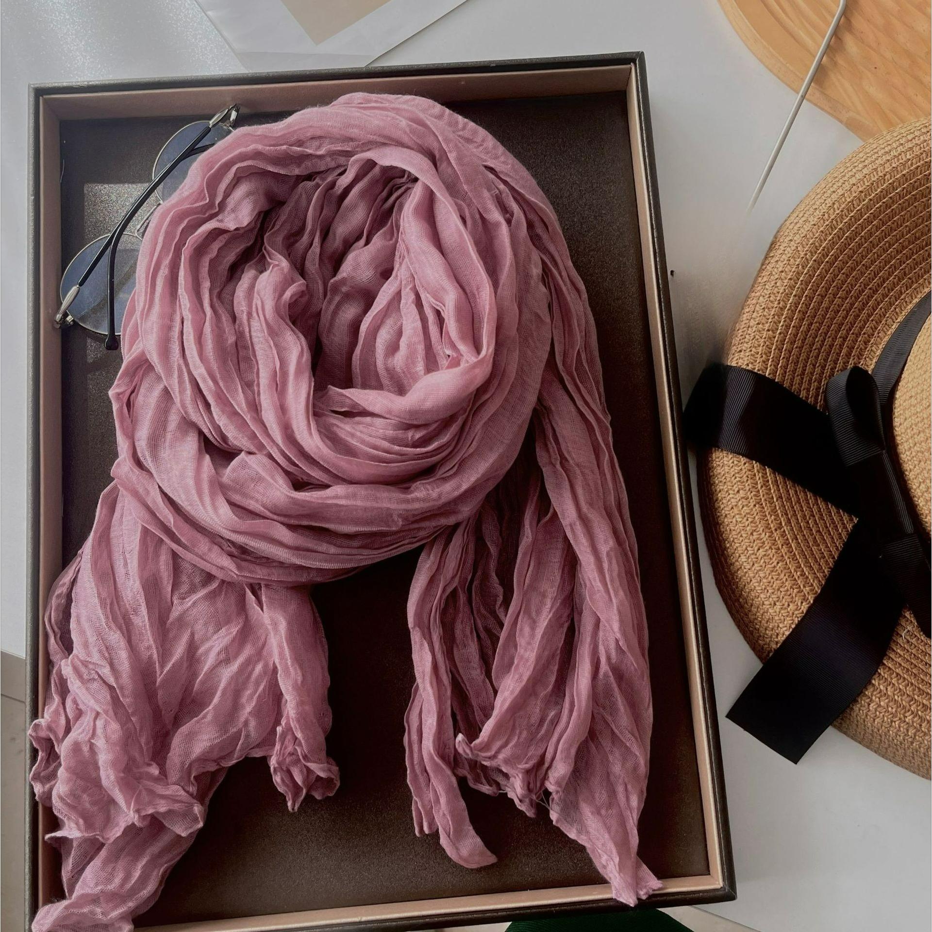 

Однотонный хлопково-льняной шарф Ретро Осень и Зима Складки Зеленый Ретро Тонкий Длинный Шаль Мужской и Женский Теплый Шелковый Шарф 90*180cm