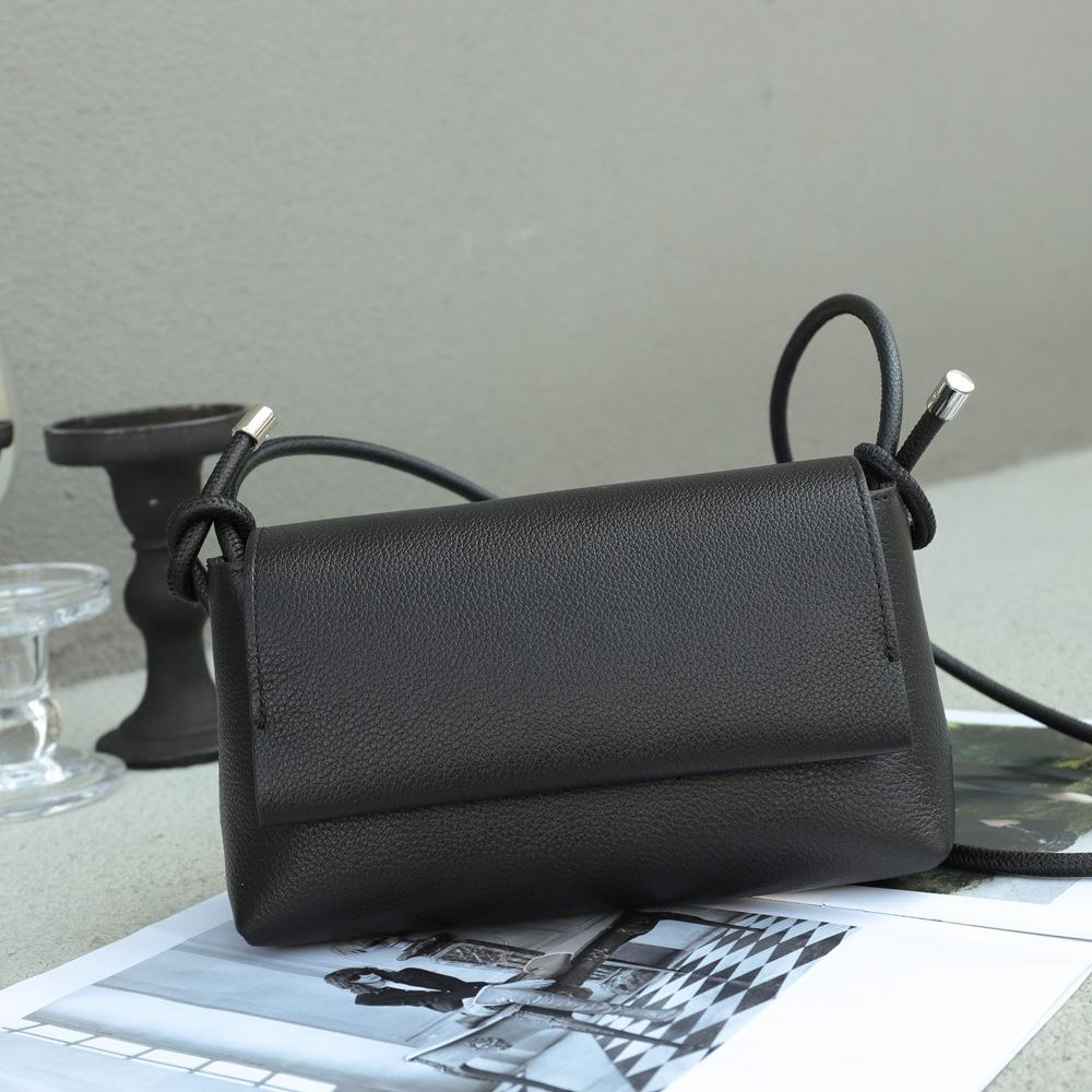 Fashion Versatile Leather Small Square Bag High Sense First Layer Cowhide Natural Fall Flip Bag Shoulder Messenger Bag Bag