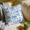 Cushion Cover Washed Linen Soft Breathable Decorative Case for Sofa Home Pillow Cover Elegant Blue Floral