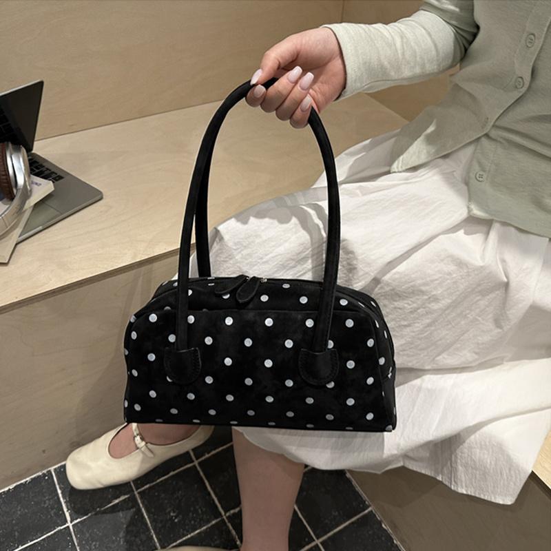 Yogodlns New Large Capacity Shoulder Bags Zipper Polka Dot Bowling Underarm Bags For Women Minimalist Shopper Handbag
