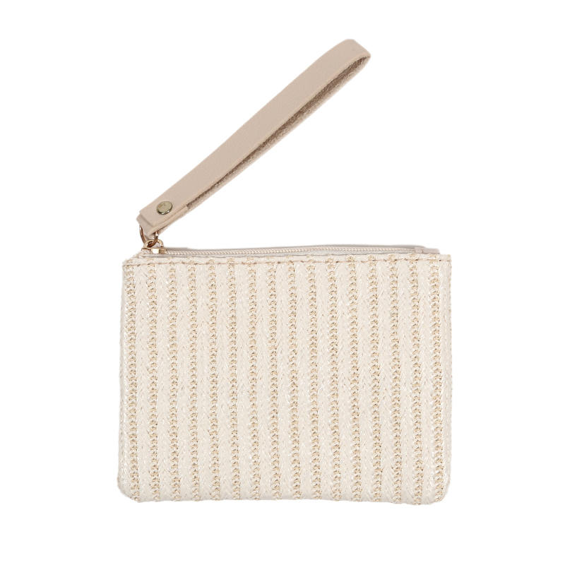 Women Girls Straw Clutch Purses Lightweight Summer Beach Mobile Phone Wallet Coin Change Pouch