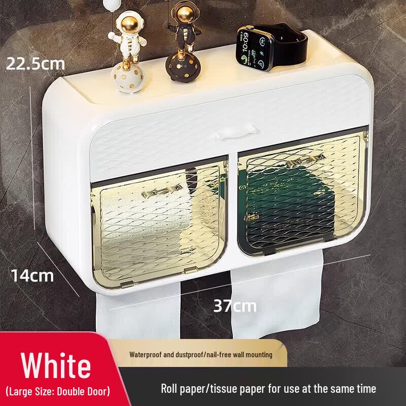 YOUQIN Double-Row Waterproof Wall-Mounted Tissue Box with Storage