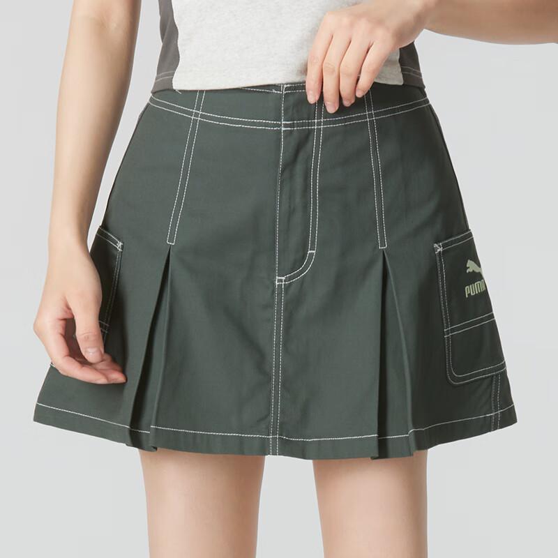 Puma Ss24 Outdoor Fashion Color Block Line Design Comfortable Breathable Trendy Casual Skirt Women Skirts Green 626864-80