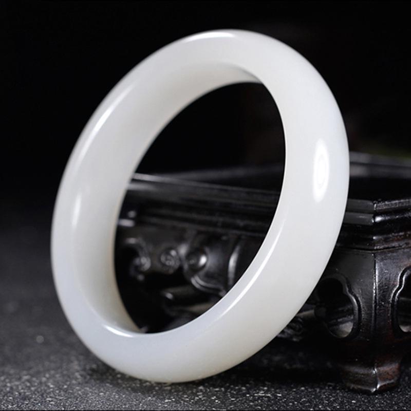 Natural Xinjiang Hotan Mutton Fat Jade Bracelet for Women - White Jade Prosperity Blessing