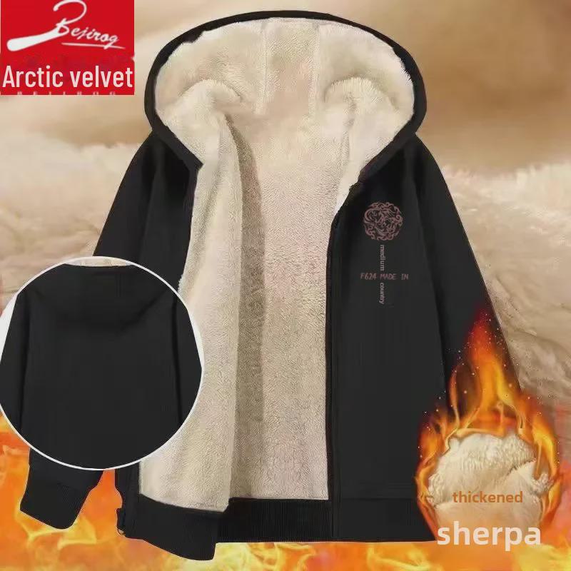 Men's Korean Style Thickened Fleece Hooded Jacket