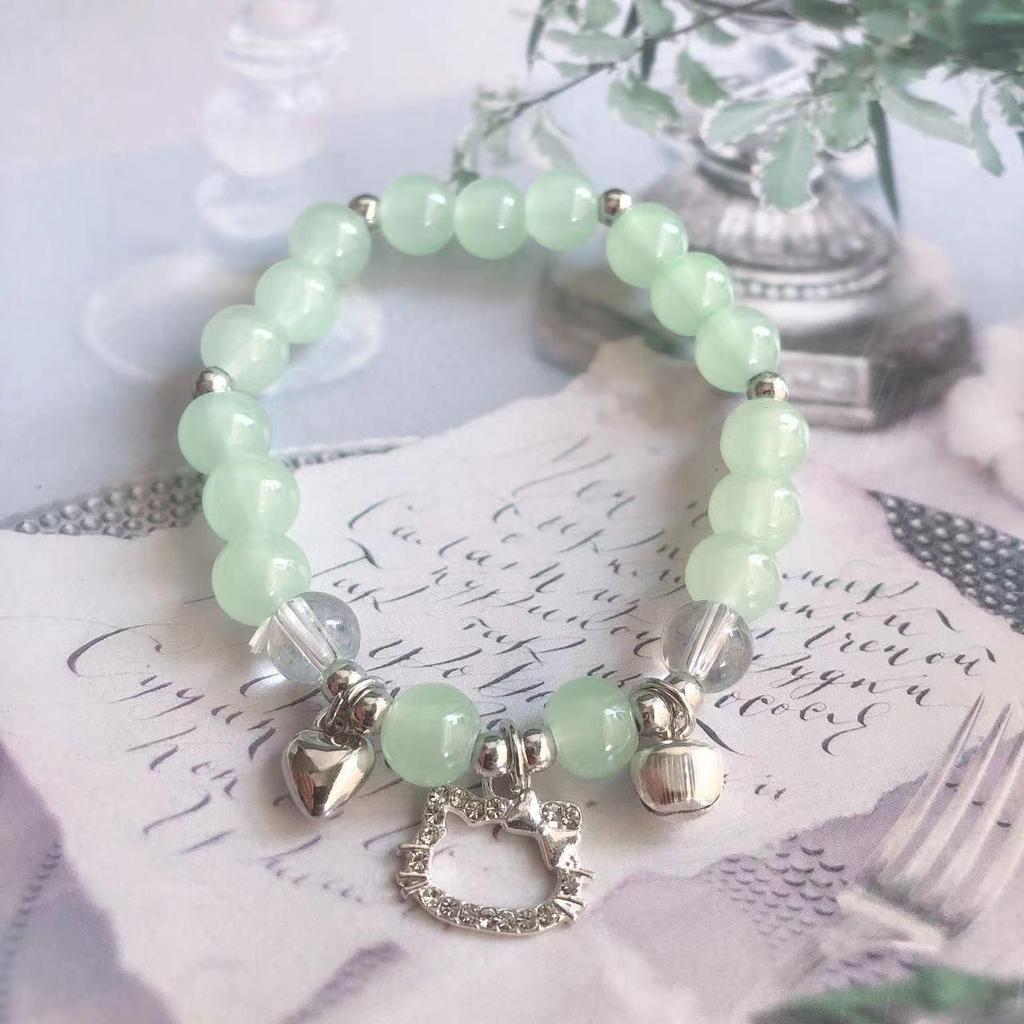New Women's Mori Style Butterfly Glass Bracelet with Colorful Crackle Beads