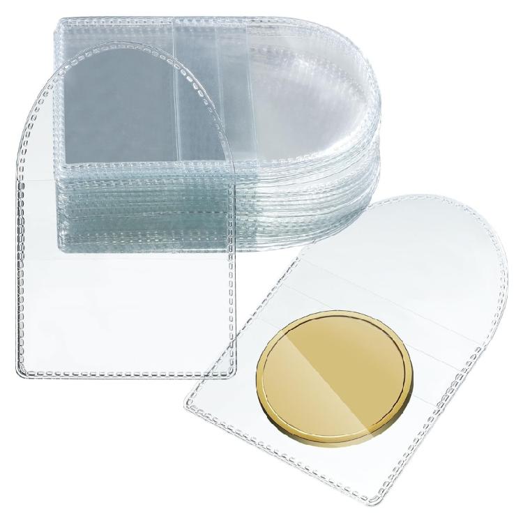 

50Pcs Clear Coin Holders Single Coin Pouches Small Item Protectors Coin Storage Sleeves Coin Flips Pocket Coin Holders 1