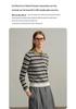 Women's 100% Wool Yangzi Knit Polo Collar Striped Retro Long Sleeve Sweater