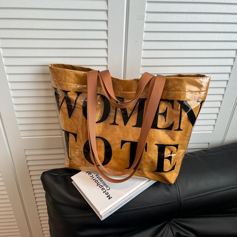 

Casual large-capacity bag women s new letter tote bag student commuting shoulder tote bag коричневый