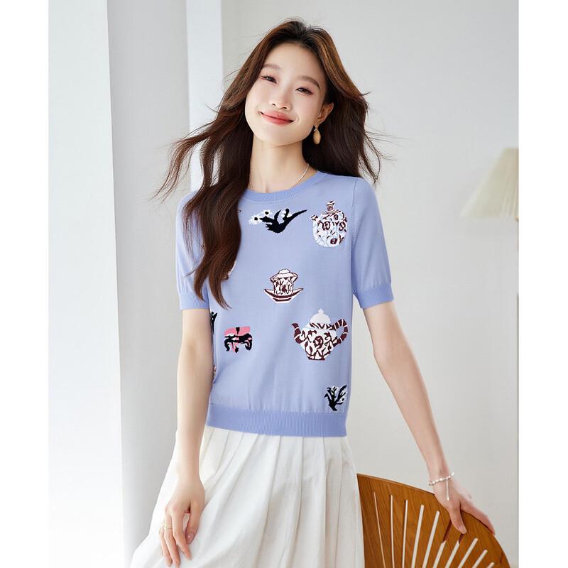 

Srcr Women s Cartoon Jacquard Knit T-Shirt M