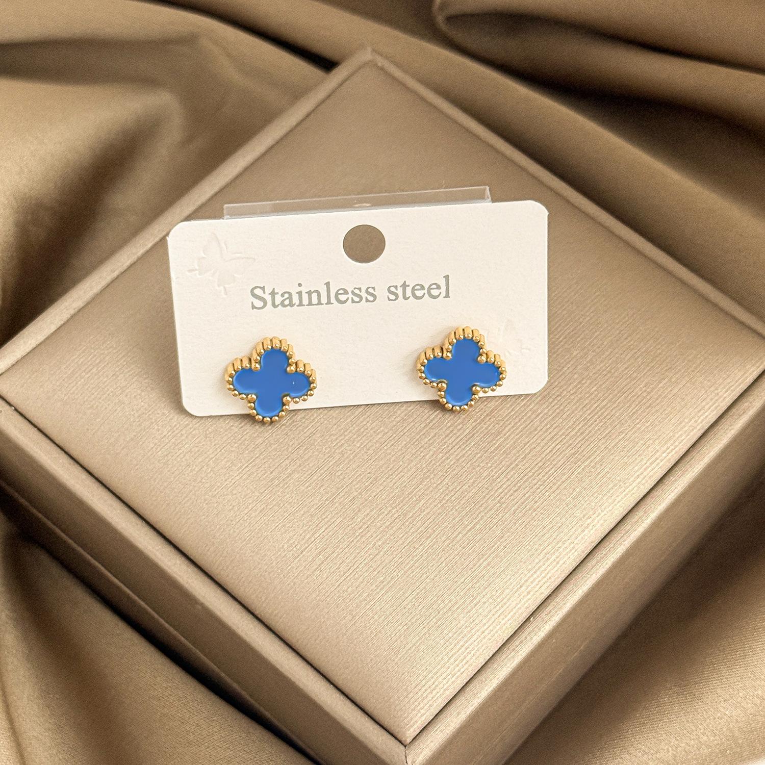 

Серьги Четырехлистный клевер 13 мм, 18K вакуумное электролитическое покрытие, не тускнеющие женские серьги