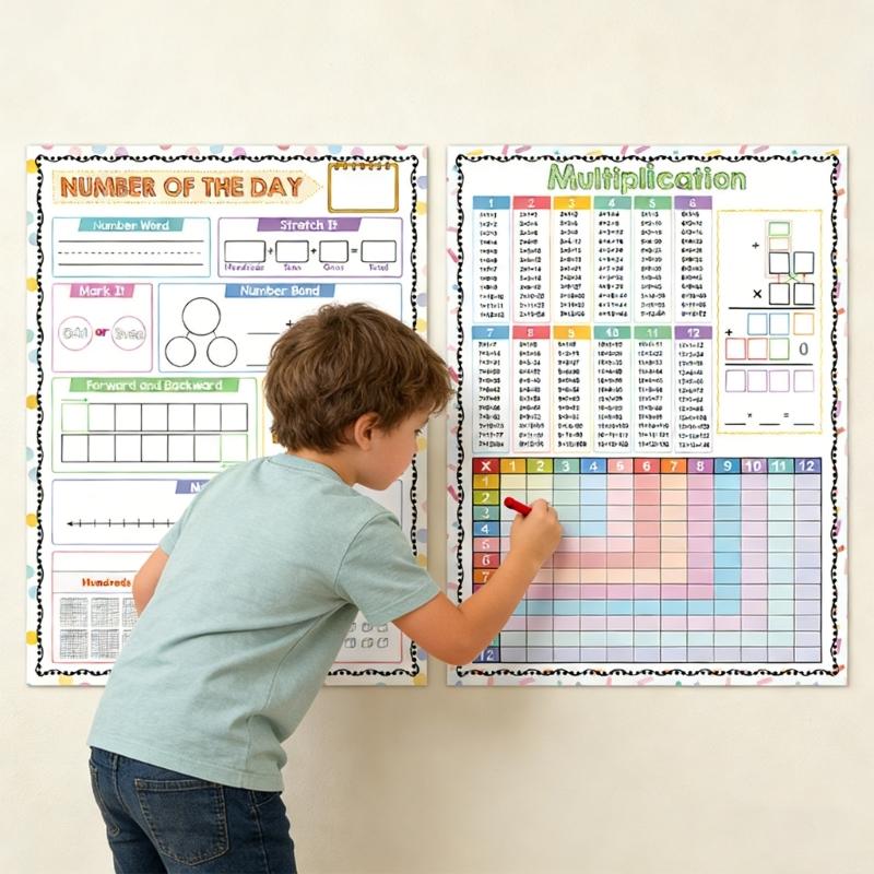Math Posters Helping Children Mastering Arithmetics Through Illustrated Examples for Various Age Groups Easy To Install