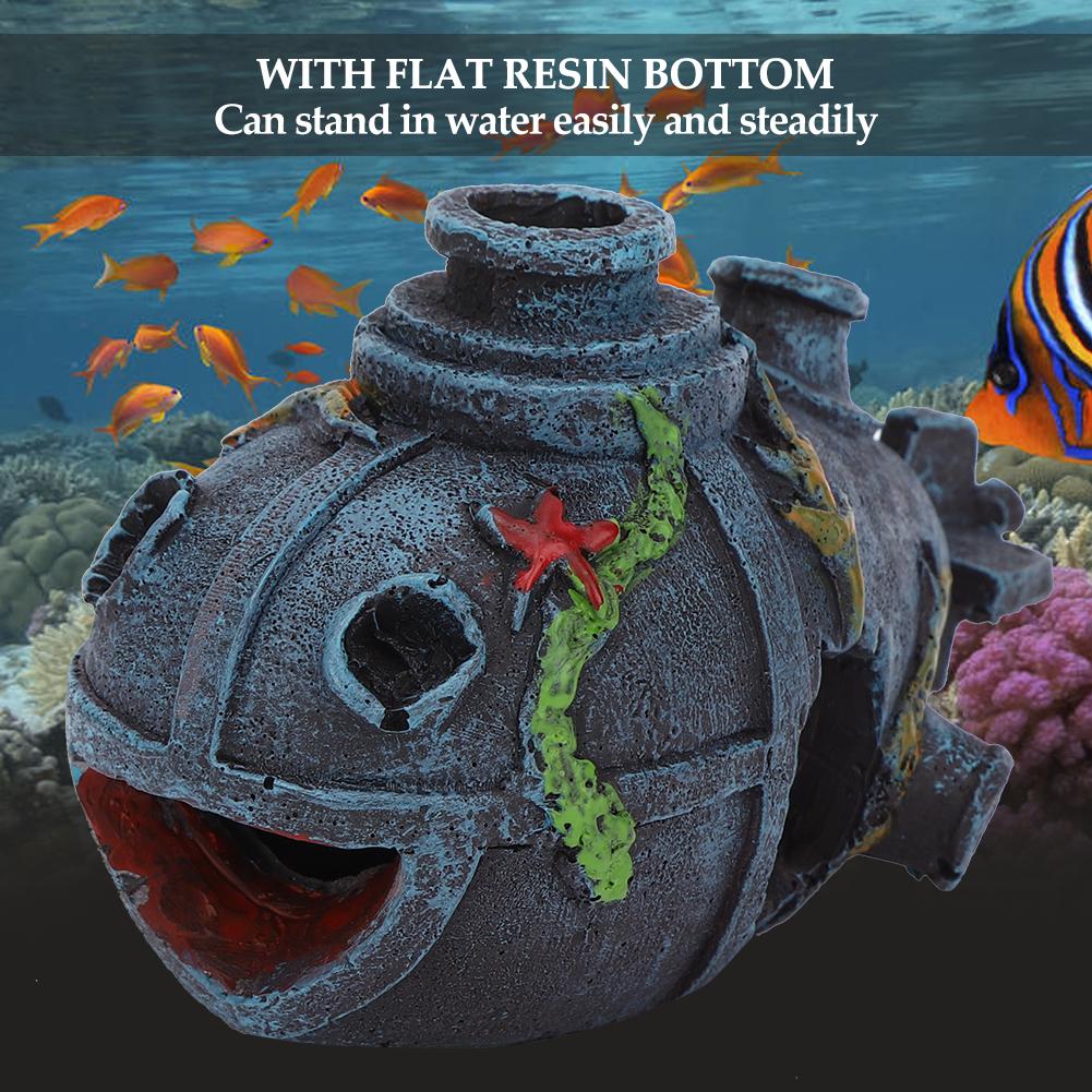 Resin Aquarium Artificial Simulation Shipwreck Cave Decoration Hide House Fish Tank Landscape Ornament