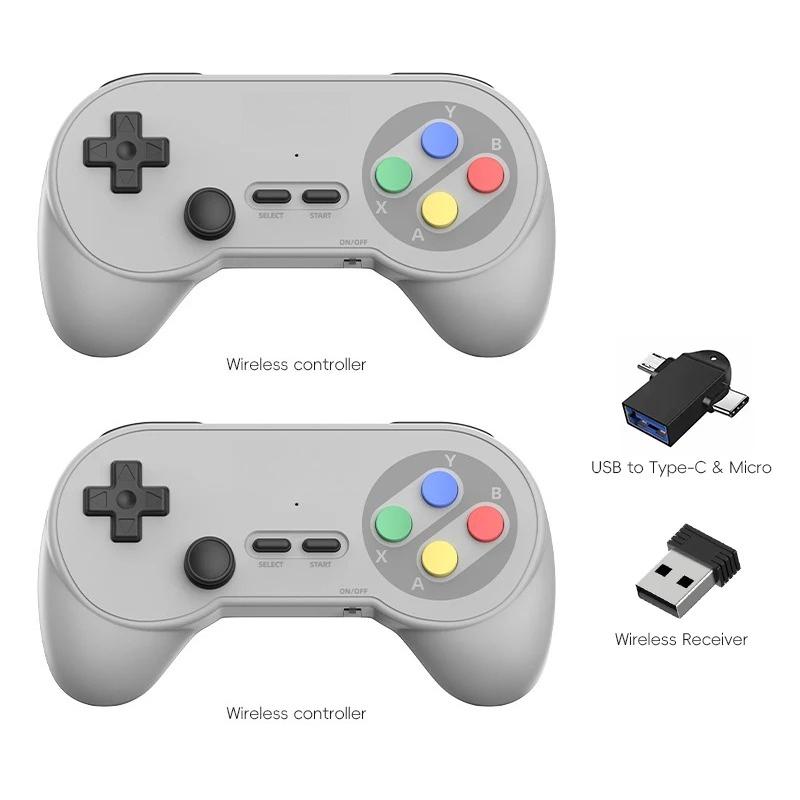 Retro Wireless Gamepad with Dual Receiver, Classic Controller for PC DInput, Android, Arcade Emulators