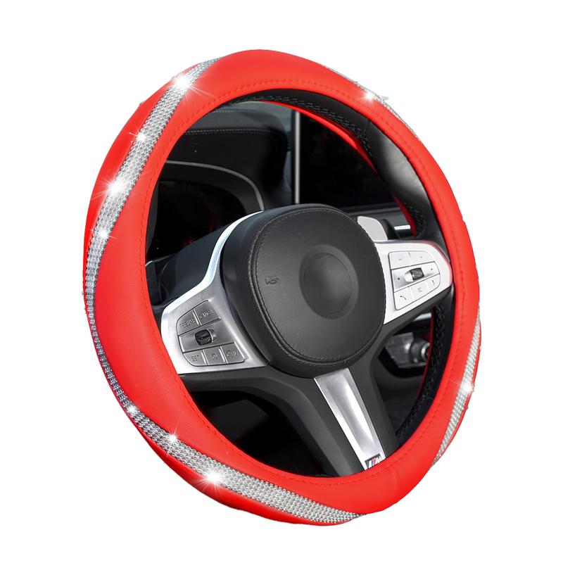 Funkelnde Strass- & PU-Leder-Lenkradabdeckung - Innenring-Design, Autozubehör zum Verkauf
