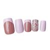 French Heart Spiders Web Print False Nail Bright Pink Reusable Glossy Artificial Nail for Women and Girl Party Activity