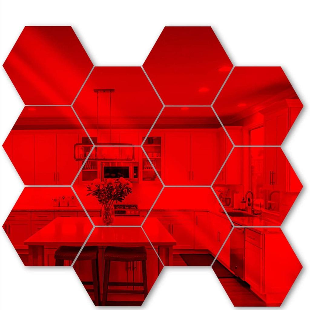 12 Stück 3D Spiegel Sechseck Vinyl Abnehmbarer Wandaufkleber Aufkleber Heimdekor Kunst DIY Kreative Waben-Wandaufkleber Spiegelaufkleber