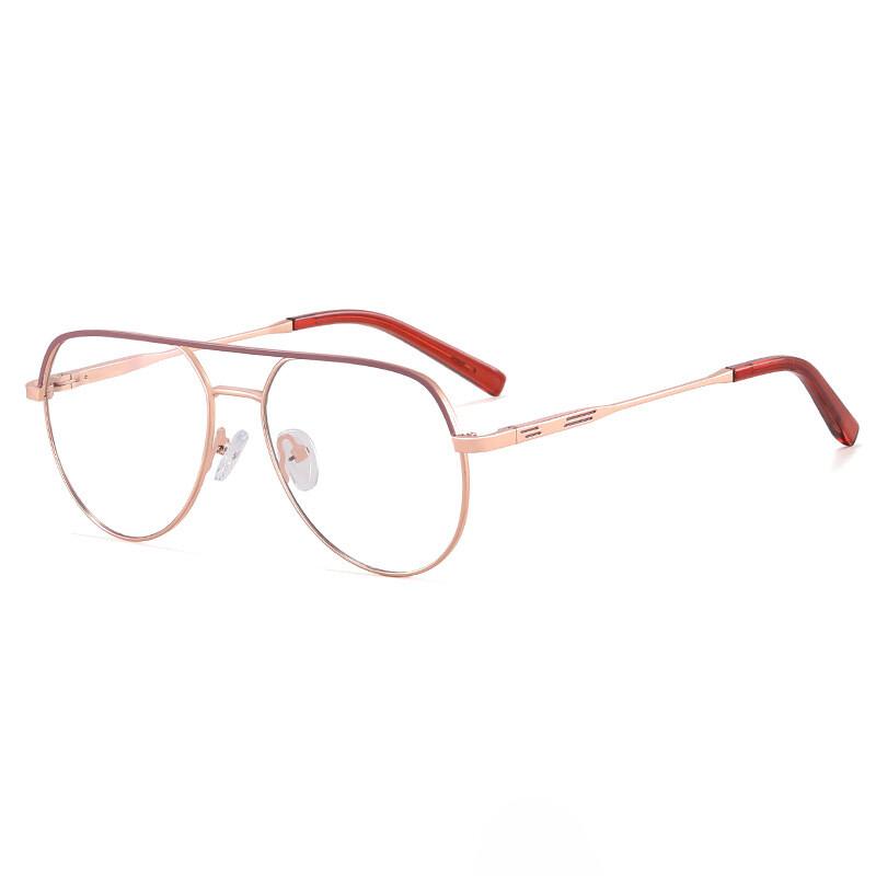 Trendy Pilot Reading Glasses Women Metal Frame Anti Blue Light Ultralight Presbyopia Eyewear with Diopter