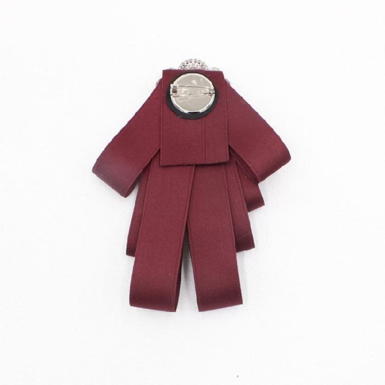 Ribbon Bows Brooch Rhinestones Pretied Bowtie for Women Men Wedding Party Christmas Ceremony Crystal Bowknot Neck Tie