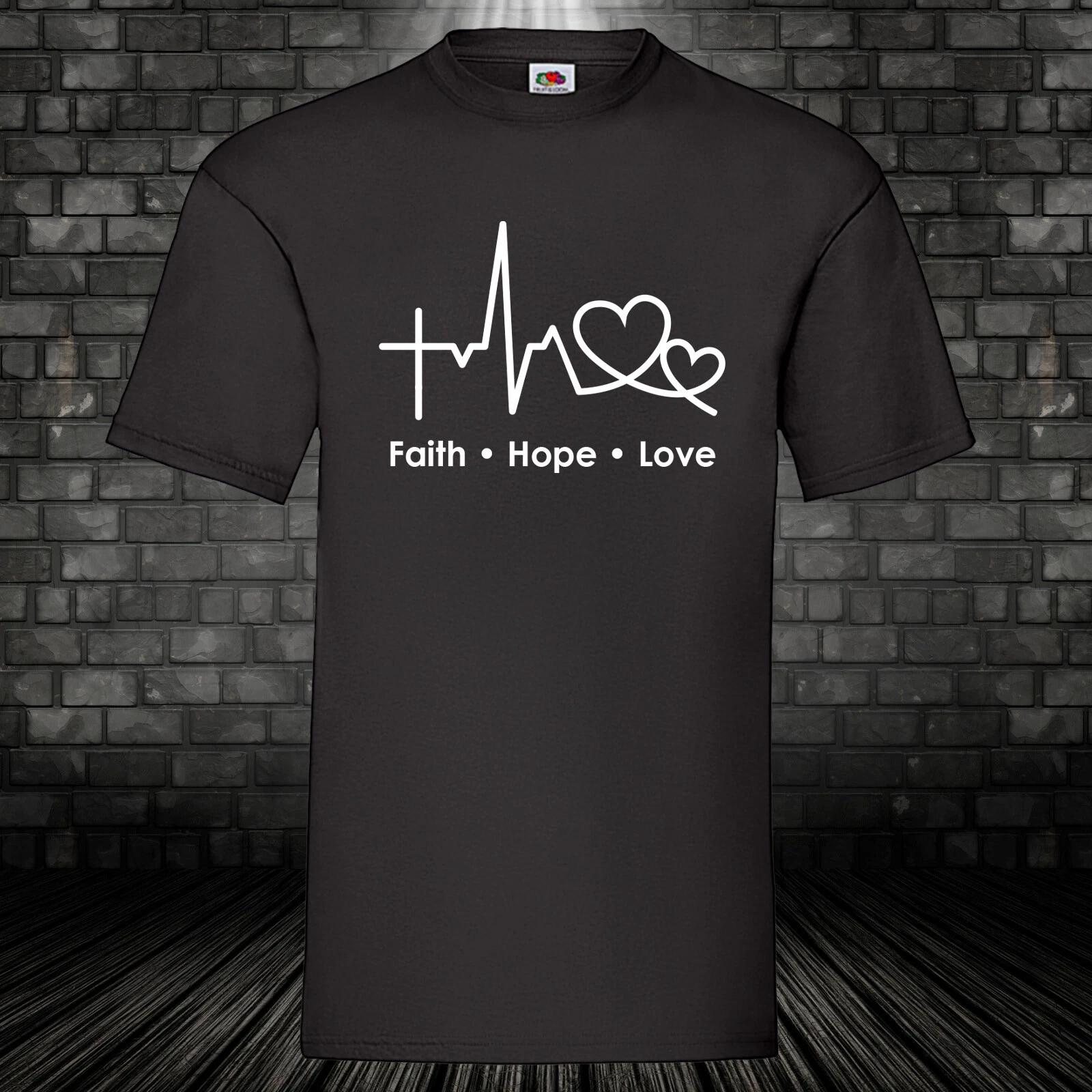 Faith Hope Love Jesus Shirt Faith Christ T-Shirt Cult Christ 100% Cotton S-5XL M