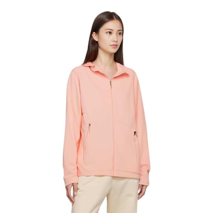 Anta Champion Outdoor Series Solid Color Zipper Hooded Comfortable Breathable Casual Jacket Women jackets Grapefruit-Pink 162440702-2