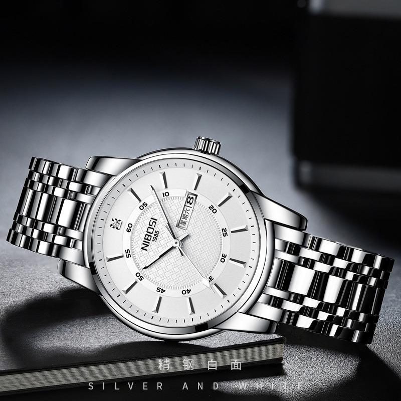 Fashion Men'S Watch Black Gold Steel Strap Casual Sports Luminous Waterproof Three-Eye Six-Needle Watch