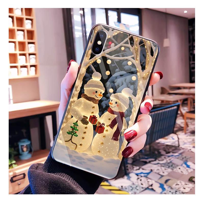 Glass phone case For Samsung S25 S24 S23 S22 Ultra S24 Plus A55 A16 A54 A15 A56 A36 S25 FE Christmas Snowman