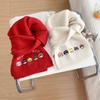 Womens Knitted Wool Blend Scarf With Festive Embroidery Warm Winter Accessory Layering
