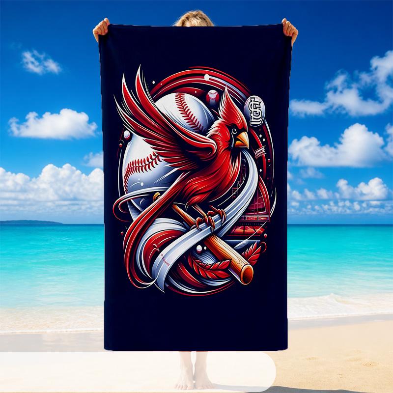 Quick Dry Beach Towel St Louis Baseball Pattern, Lightweight Absorbent Towel for Pool Beach Vacation Use