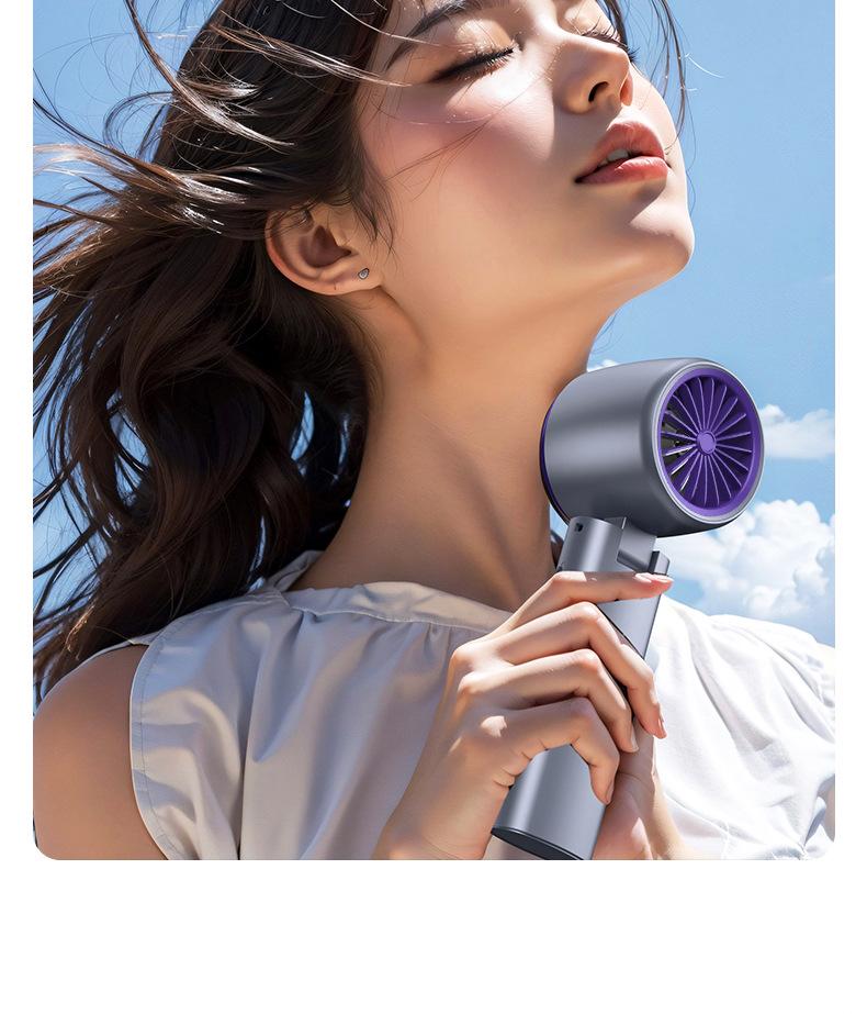 Portable High-Speed Bladeless Mini Fan with Digital Display and Cooling Ice Pack