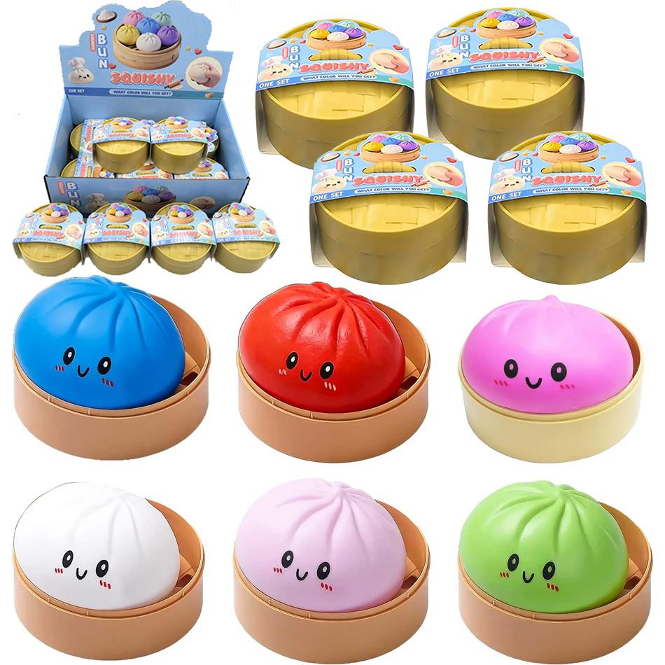 6 Style Colorful Simulated Dumpling Squishy Relaxing Antistress Random With Box Dumplings Sensory Squeeze Toy
