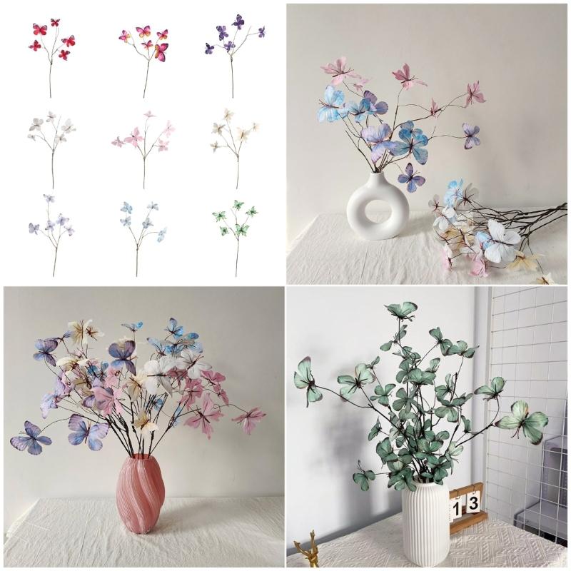 2pcs Silk Butterfly Flower Stems Home Décoration For Vases Party and Event Faux Branch With Friendly Construction