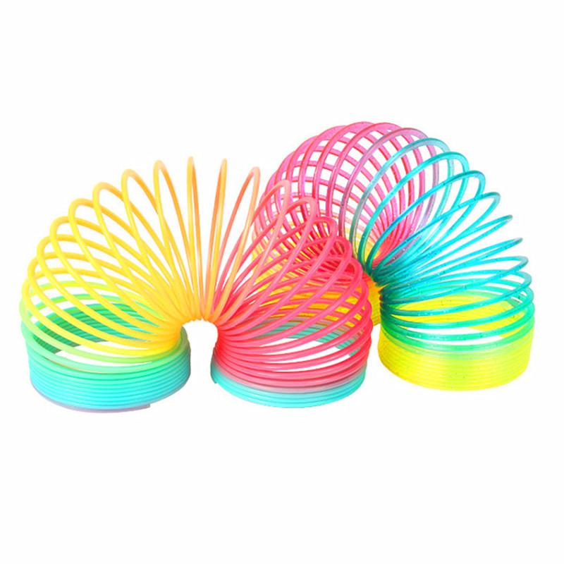 1pcs Rainbow Circle Funny Toys Early Development Educational Folding Plastic Spring Coil Children's Creative Magical Toys