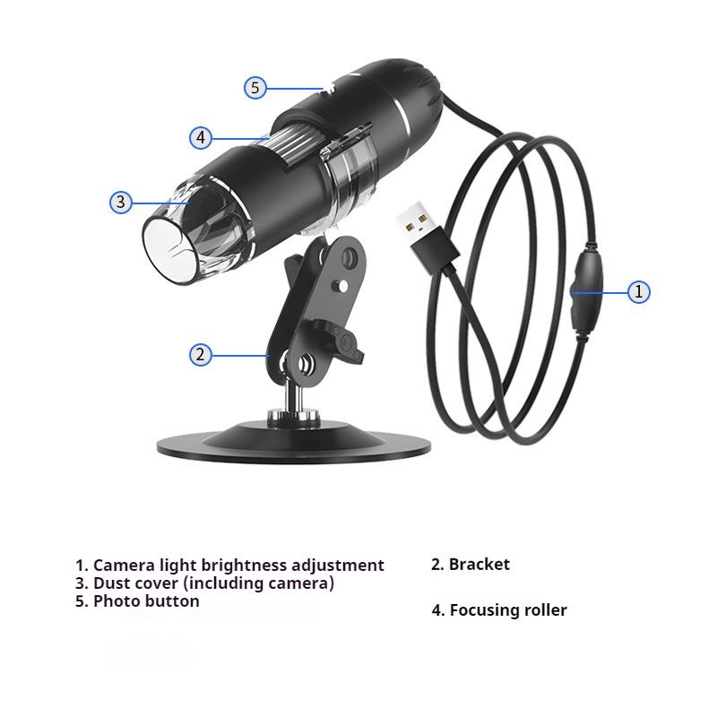 1600X Portable Electronic Microscope Zoom Digital Microscope with Stand Optical Microscope for Jewelry Appraisal Video