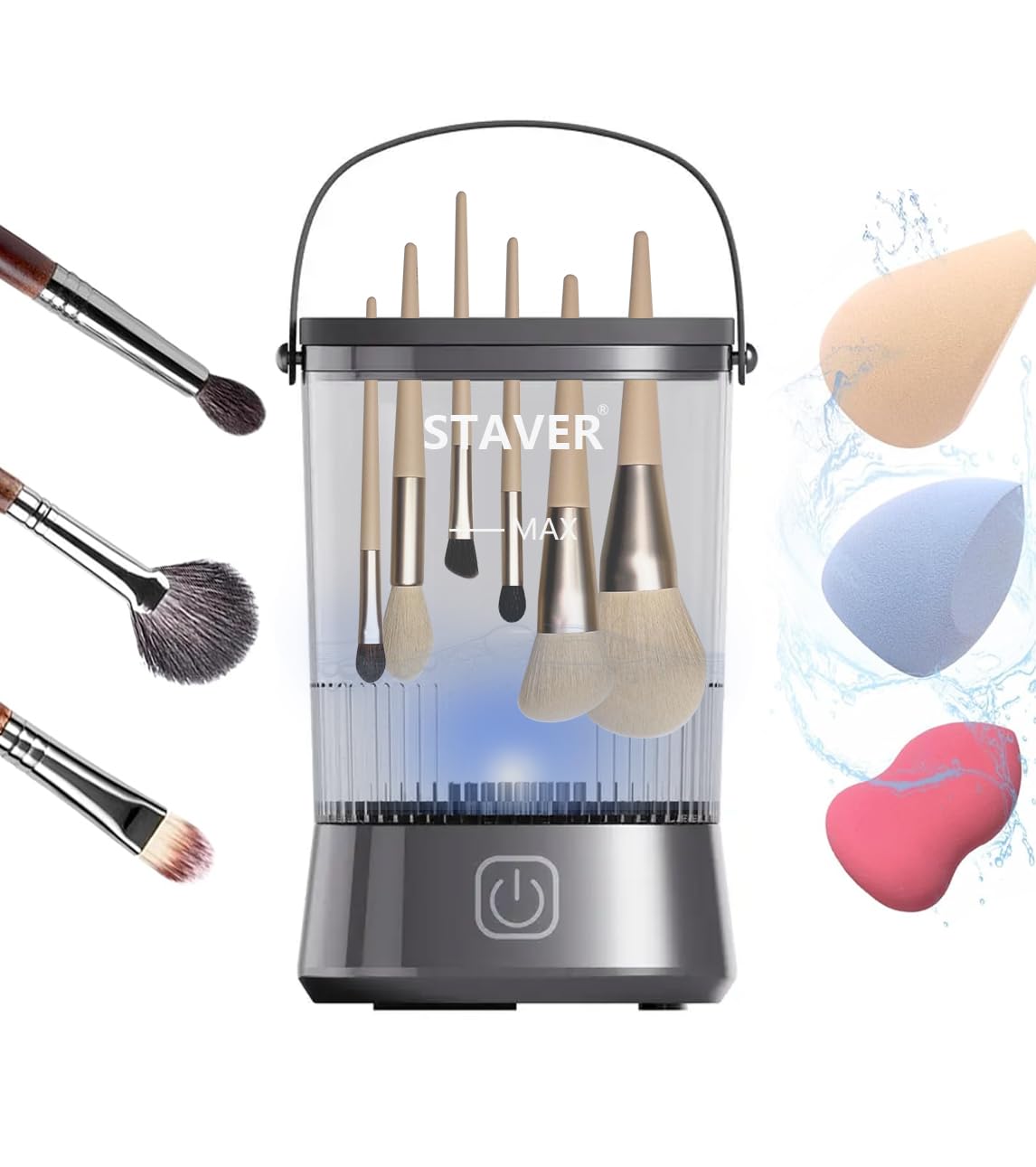 

[2026 Upgraded Version] Electric Makeup Brush Cleaner [3-in-1 Fully/Semi-Automatic Switch] Time-Saving & Easy Cleaning. Cleans and dries brushes with