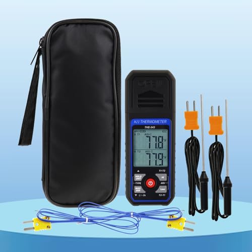Digital K/J-type Thermocouple Thermometer with 4K-type Thermocouple, Digital Thermometer with Alarm and Adjustment Compensation, Temperature Measureme