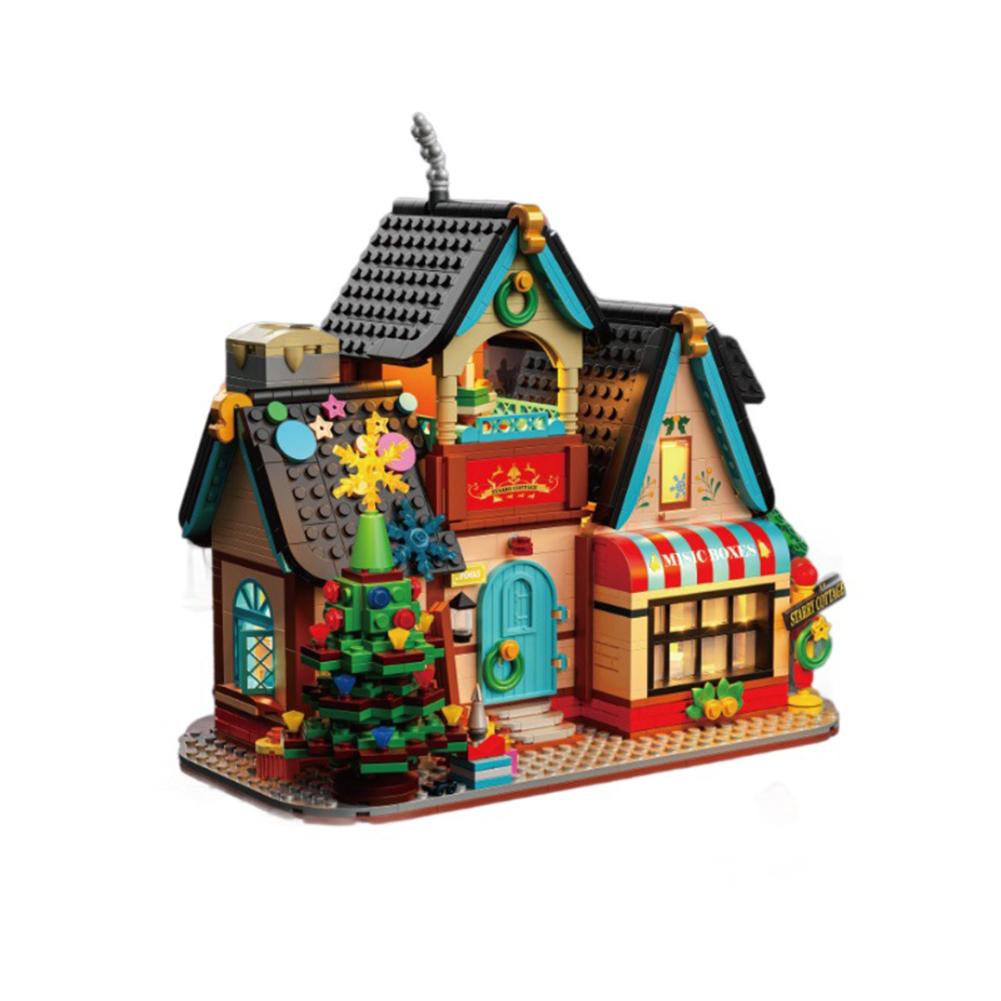 1348pcs House Building Blocks Starry Cottage City Street View Building Bricks With Light Gifts For Boys Girls