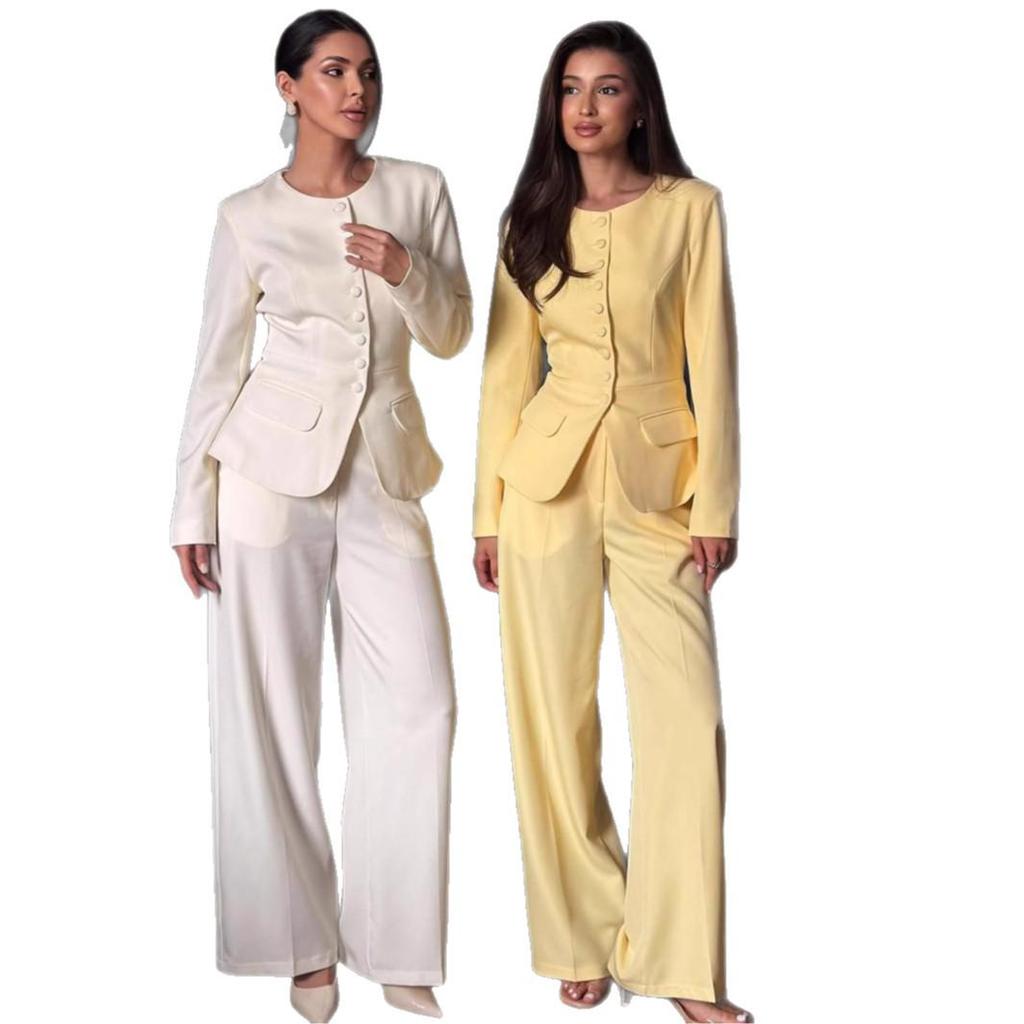 Women's Autumn 2025 Casual Blazer and Trousers Set for Workplace
