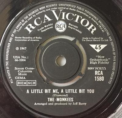 7inch Record MONKEES - A Little Bit Me, A Little Bit You RCA1580 RCA Victor 1967 UK Rock Used