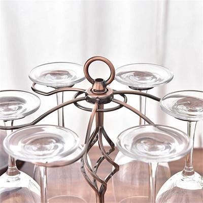 Goblets Holder Wine Glass Cup Rack Stand with 6 Hooks Metal Iron Hanging Drinking Glasses Cup Wine Holder Organizers X3UC