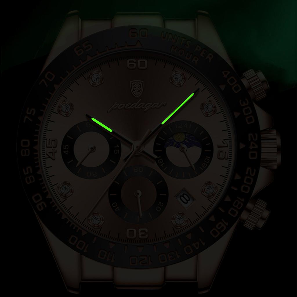 POEDAGAR New TOP Brand Luxury Men's Watch with Box Multifunctional Steel Belt Waterproof Non-mechanical Watch Men's Quartz Watches