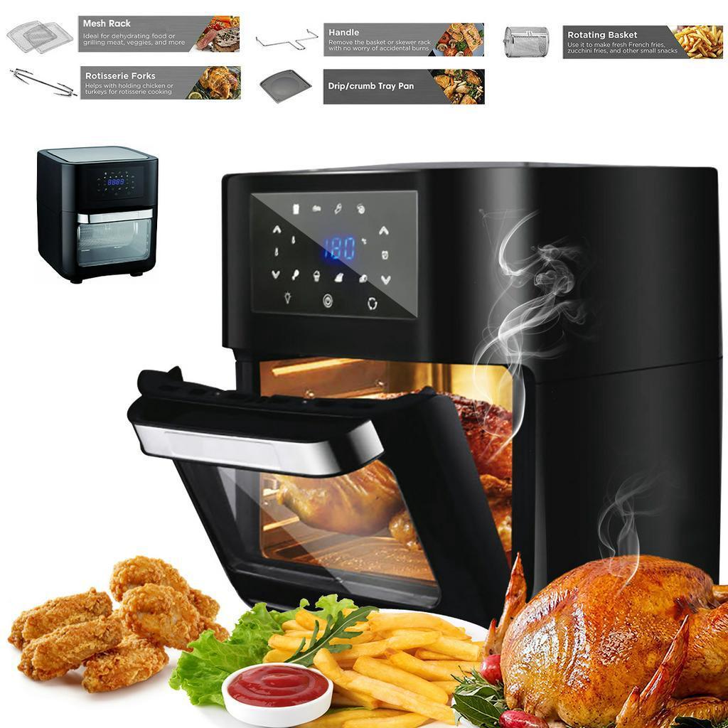 10L Digital Air Fryer Oven 1700W Low Fat Healthy Touch Panel Control Oil Free Black