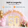 LED Light Up Number 50, Vintage Style Birthday Decor, Battery Powered Large 39" Anniversary Backdrop for 50th Birthday Party