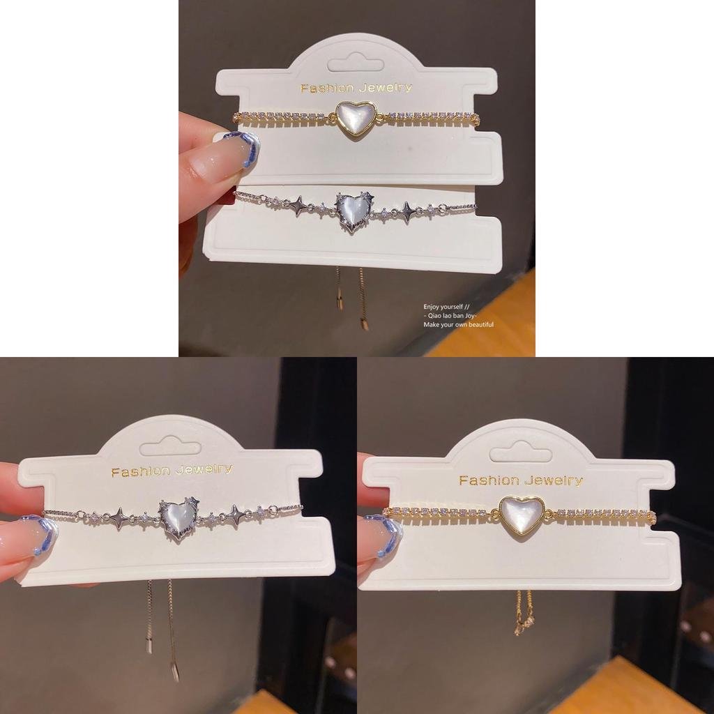 Modisches Herzförmiges Cz Stern Liebe Katzenauge Armband Mit Mikroeingefasstem Kupfer Für Damen Freizeitkleidung