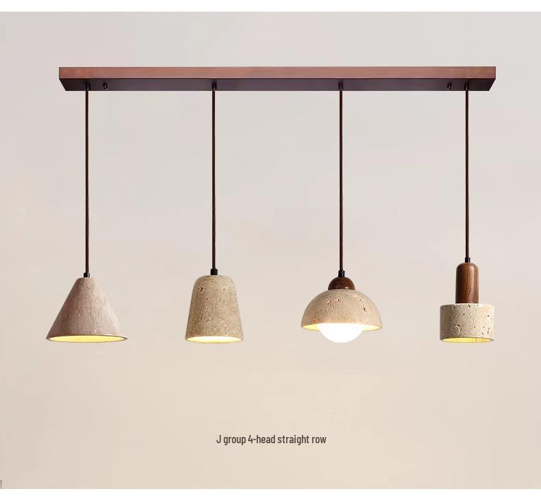 Yellow Travertine Wabi-sabi Chandelier: Mid-century Retro Style for Restaurants, Bars, and Dining Tables