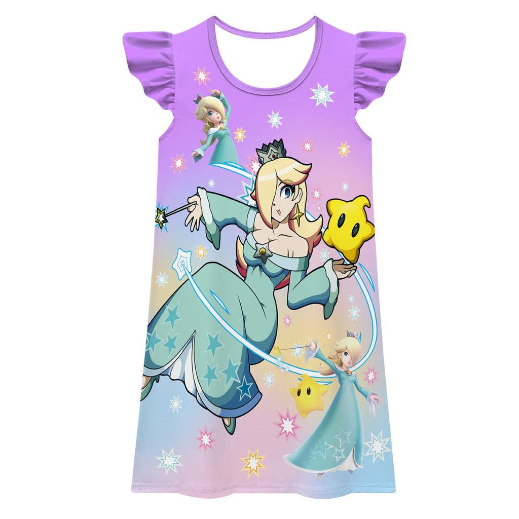 83072 Kids Girls Princess Rosalina Print Cartoon Dress