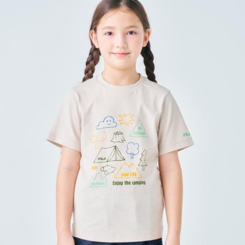 [fila Kids] Camping Graphic Emoji T shirT  Fk2rsf2204x Sad  q0zFk2rsf2204xSad